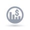 Dollar stock market icon - American currency exchange rate sign