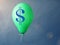 Dollar symbol on green balloon.