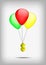 Dollar symbol with red gren yellow balloons