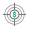 Dollar target vector  color line icon