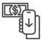 Dollar transaction line icon. Mobile payment vector illustration isolated on white. Dollar transfer outline style design