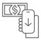 Dollar transaction thin line icon. Mobile payment vector illustration isolated on white. Dollar transfer outline style