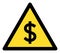 Dollar Warning Flat Icon Raster