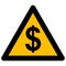 Dollar Warning Raster Icon Flat Illustration
