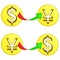 Dollar and yen coin sign exchange vector