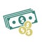 Dollars Banknotes and Coins Icon