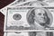 Dollars closeup. Benjamin Franklin`s portrait