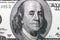 Dollars closeup. Benjamin Franklin`s portrait