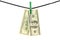 Dollars hanging on a string