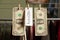 dollars are weighing on a rope on clothespins and next to a card with the text 2022, happy new year, finance
