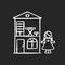 Dollhouse chalk white icon on black background