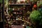 dollhouse garden with tiny plants and decorations