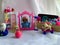 Dollhouse, toy interior. Mini dolls, toys for girls.