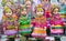 Dolls in bright national Mordovian costumes, a nationality living in Russia