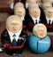 Dolls with the image of Russian presidents Vladimir Putin and Boris Yeltsin on the counter of Souvenirs in Moscow