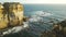 Dolly move of the razorback lookout at sunset in Twelve apostles in Victoria, Australia