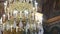 Dolly shot of a beautiful chandelier in church