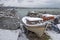 Dolmabahce district view on a snowy Istanbul