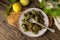 Dolmas in egg-lemon sauce Greek cuisine