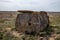 Dolmen in abandoned ancient Muslim necropolis in the Kazakhstan desert