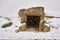 Dolmen Menga snowy of Antequera. Archaeological complex dolmens of Antequera