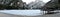 Dolomite Braies lake iced panorama