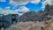 Dolomite Mountains aerial view from Marmolada, Italy