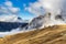 Dolomite peaks covered by clouds amazing view from Tre Cime di Lavaredo