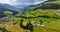 Dolomites, Aerial view of Funes Valley, Province of Bolzano, South Tyrol, Italy