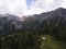 Dolomites aerial view landscape, Val di Fassa,Trentino Alto Adige, northern Italy, Europe, view from Val Monzoni