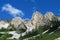 Dolomites beautiful rocky peaks above green forest