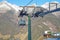 Dolomites , Italy - December 23, 2015: Nebelhorn cable car moving up Mountain in winter time. The offers close views of