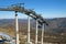 Dolomites , Italy - December 23, 2015: Nebelhorn cable car moving up Mountain in winter time. The offers close views