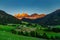 Dolomites mountain landscape in Santa Maddalena, Funes valley, Italy