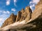 Dolomites mountains clouds landscape dolomiti lavaredo rock climbing cliffs italy peaks blue sky rocks cliff