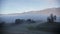 Dolomites. Mysterious landscape. Foggy overcast weather. Low white clouds. Timelapse