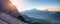 Dolomites panoramic view at morning sunrise time