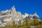 Dolomites rocky tower mountain cliff in autumn