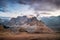 Dolomites scenic view at sunrise, beautiful alpine panorama, Italy