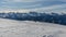 Dolomites, ski area with beautiful slopes. Empty ski slope in winter on a sunny day. Prepare ski slope, Alpe di Lusia, Italy