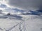 Dolomites snow panorama alpine ski off slope tracks