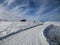 dolomites snow panorama wooden hut val badia armentarola hill