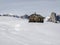 dolomites snow panorama wooden hut val badia armentarola hill