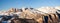 Dolomites winter panorama at the sunset