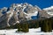 Dolomiti winter landscape at Stelvio National Park, Pejo Ski Resort in Val di Sole valley.