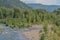 The Dolores River winding through the San Juan National Forest. Dolores, Colorado