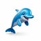 Dolphin 3d Icon: Cartoon Clay Material With Nintendo Isometric Spot Light