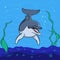 Dolphin background underwater seabed. EPS10
