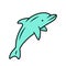 Dolphin blue color icon. Undersea world. High intelligent water creature. Underwater aquatic mammal. Marine fauna