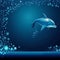 Dolphin and Bubbles on Blue Background, Made with Generative AI